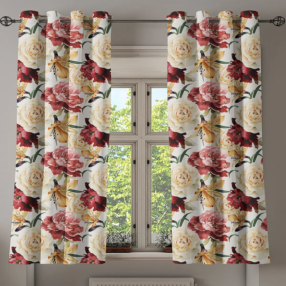 Ösenvorhang Rose 2er-Set 175cm | Rot