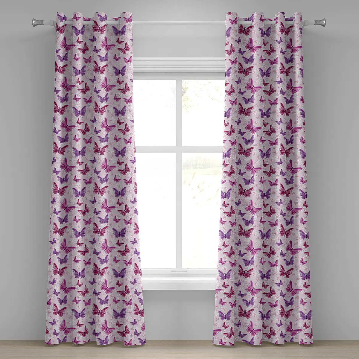 Ösenvorhang Butterfly 2er-Set 225cm | Mehrfarbig