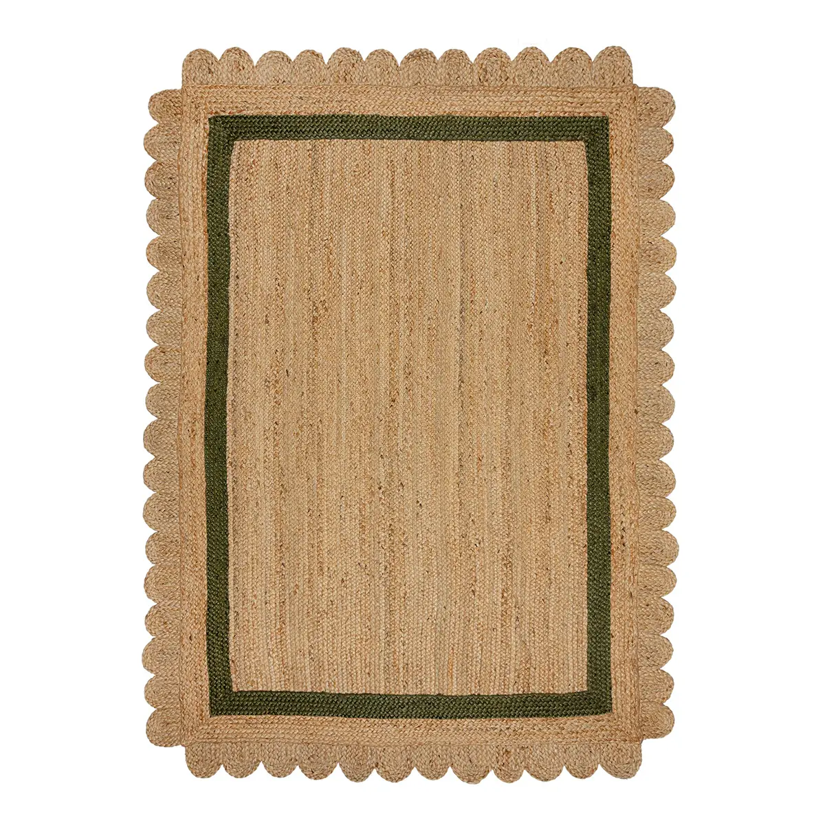 Juteteppich Grace Beige/Olivgrün 120 x 170cm | Mehrfarbig