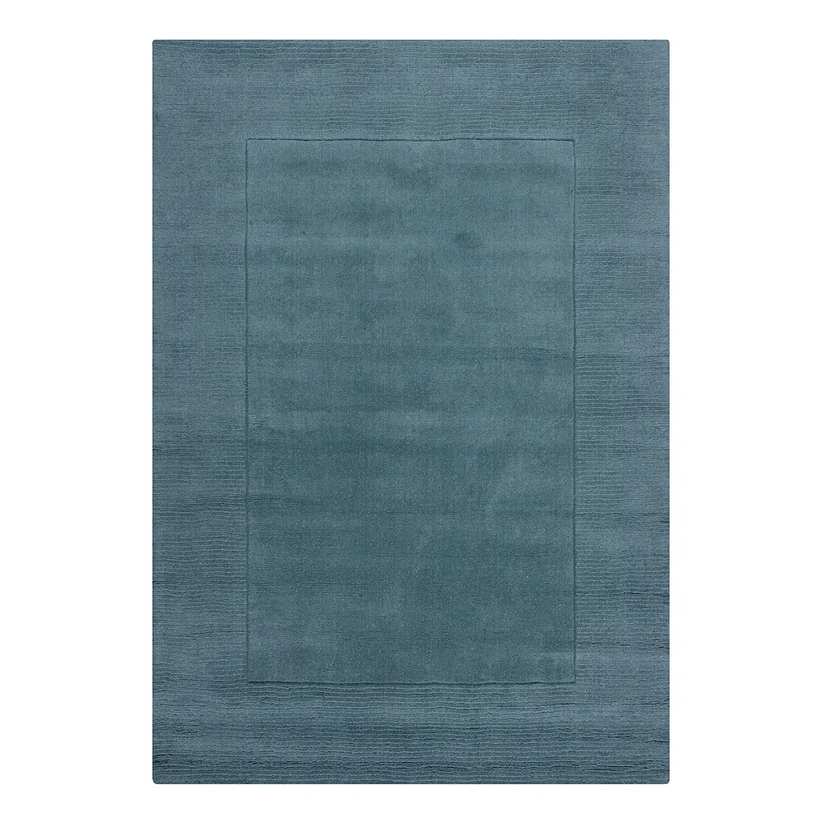 Wollteppich Textured Border Blau 160 x 230cm | Blau