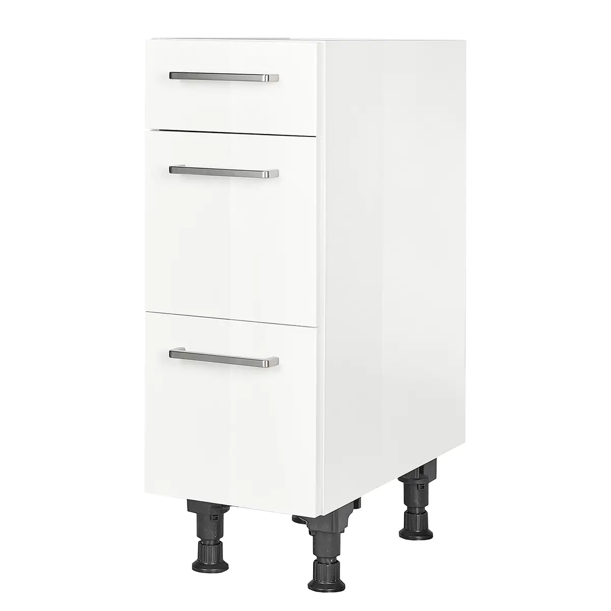 Unterschrank Flash mit Schubladen 30cm Weiß/Hochglanz Weiß