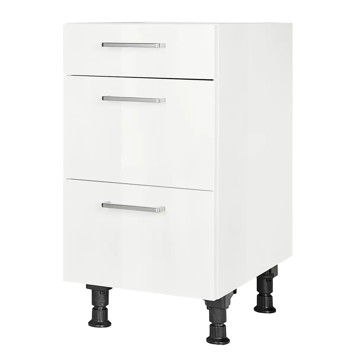 Unterschrank Flash mit Schubladen 45cm Weiß/Hochglanz Weiß
