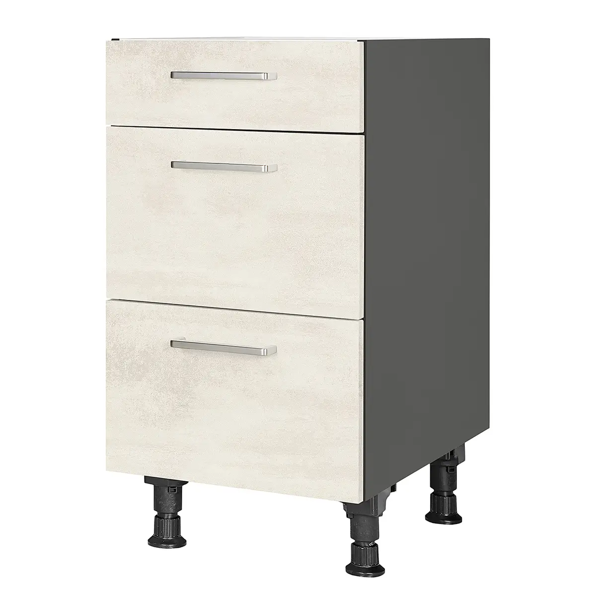 Unterschrank Riva mit Schubladen 45cm Weiß/Weißbeton Dekor