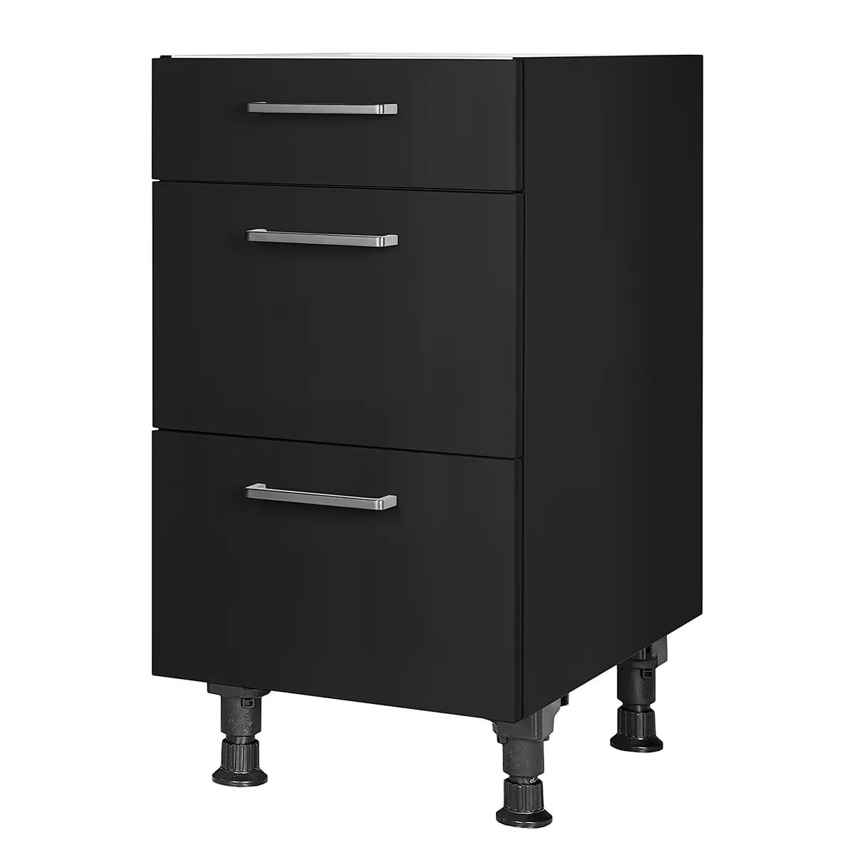 Unterschrank Touch mit Schubladen 45cm Schwarz/Schwarz