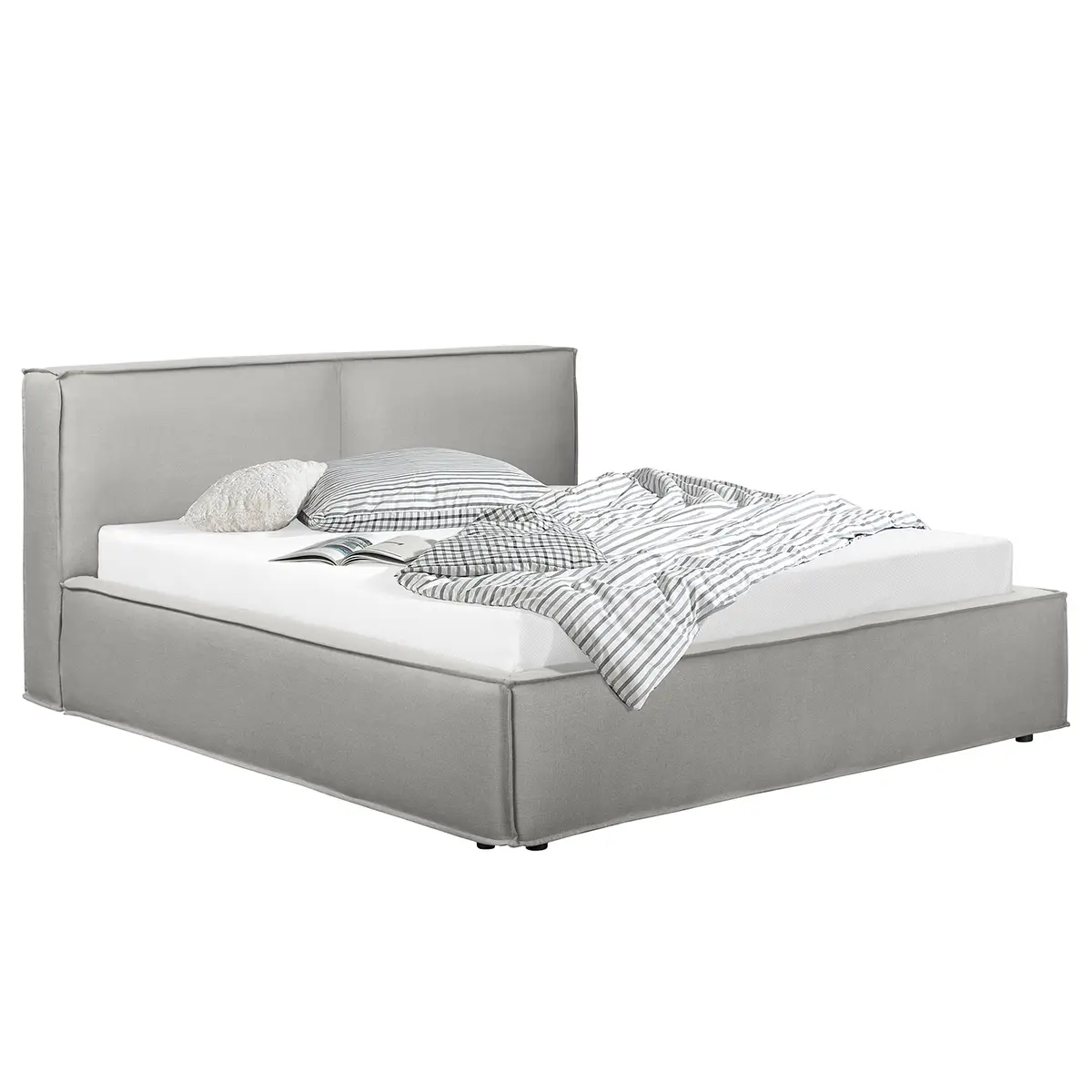 Polsterbett 180 x 200cm Flachgewebe Desna Grau/Grau ohne | Grau