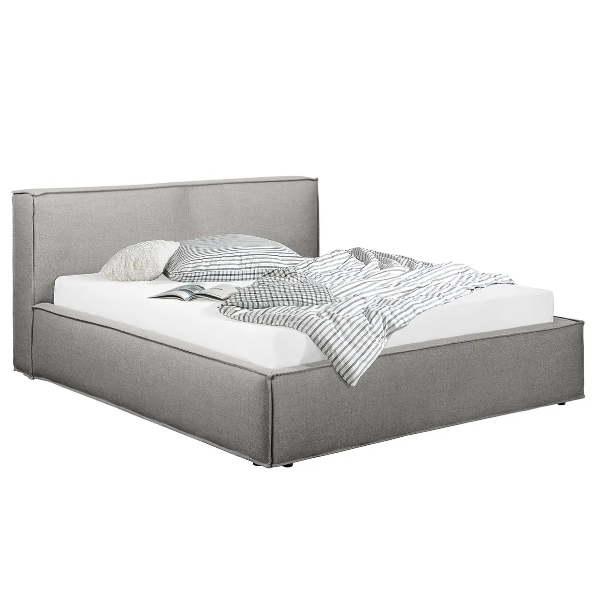 Polsterbett 160 x 200cm Flachgewebe Drems Grau/Grau | Grau