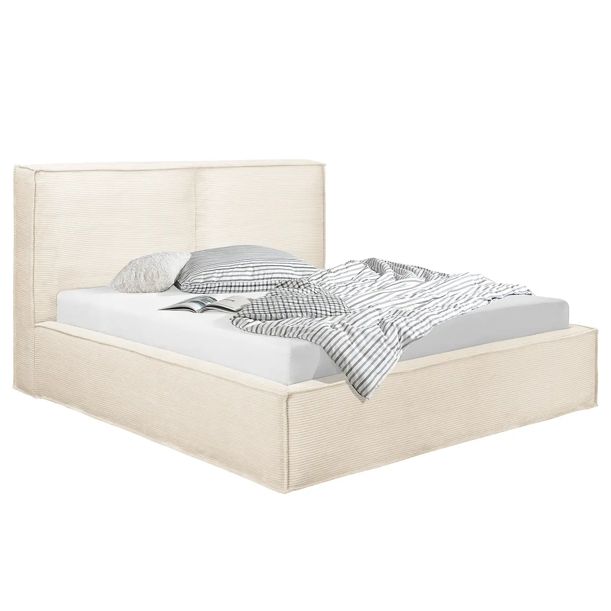 Polsterbett 180 x 200cm Cordstoff Poppy Beige/Creme | Beige