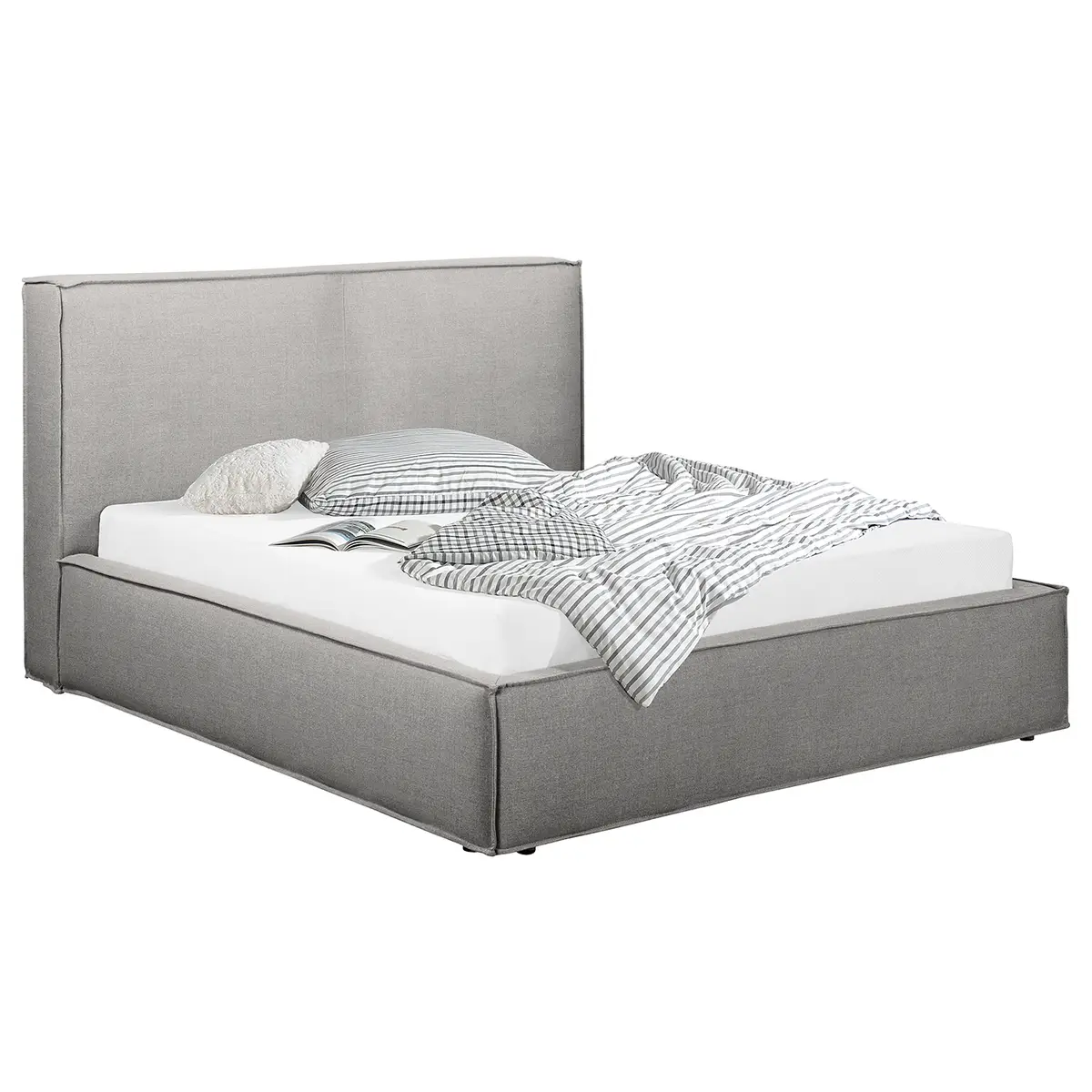 Polsterbett 200 x 200cm Flachgewebe Drems Grau/Grau ohne | Grau