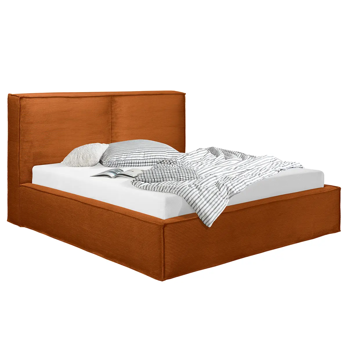 Polsterbett 180 x 200cm Cordstoff Poppy Orange/Orange H2 / H3