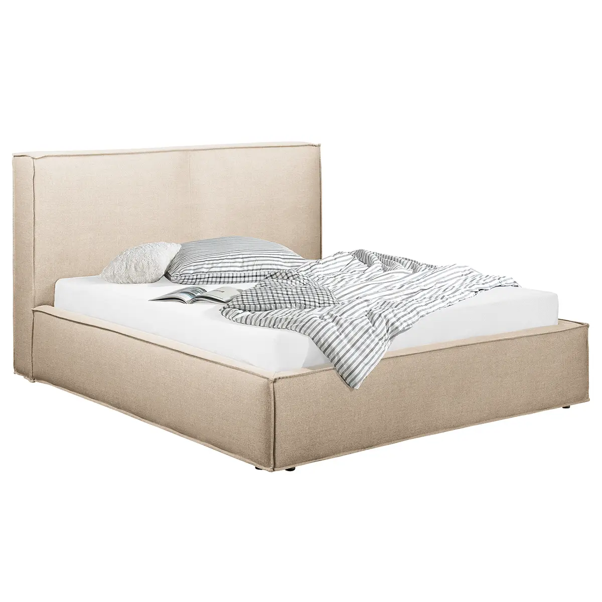Polsterbett 180 x 200cm Flachgewebe Drems Beige/Beige H2 / H3