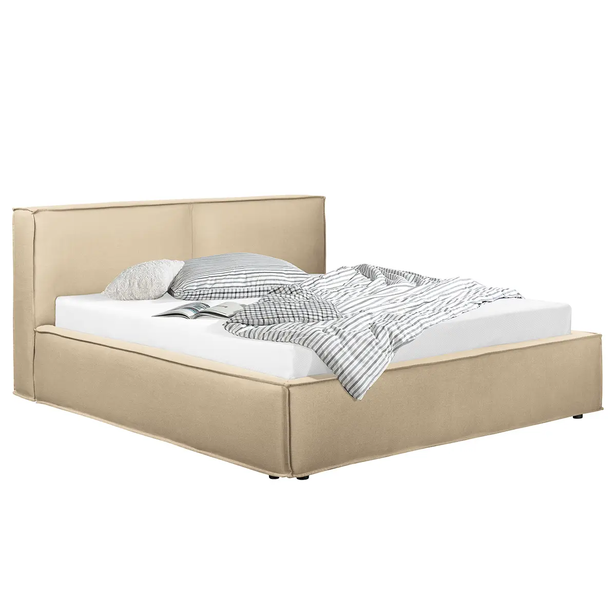 Studio Copenhagen Polsterbett 140 x 200cm Flachgewebe Desna | Beige