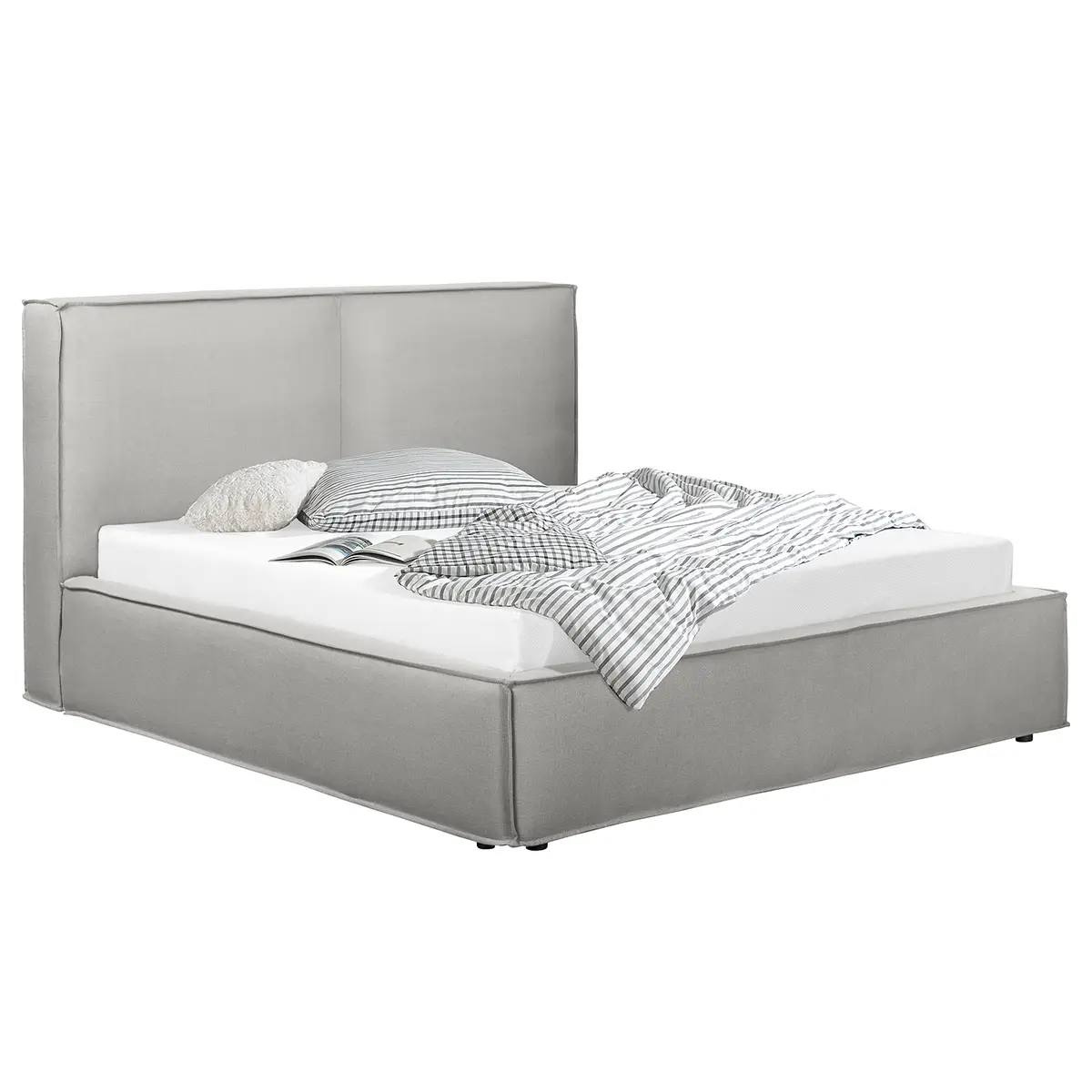 Studio Copenhagen Polsterbett 180x200cm Flachgewebe Desna Grau | Grau