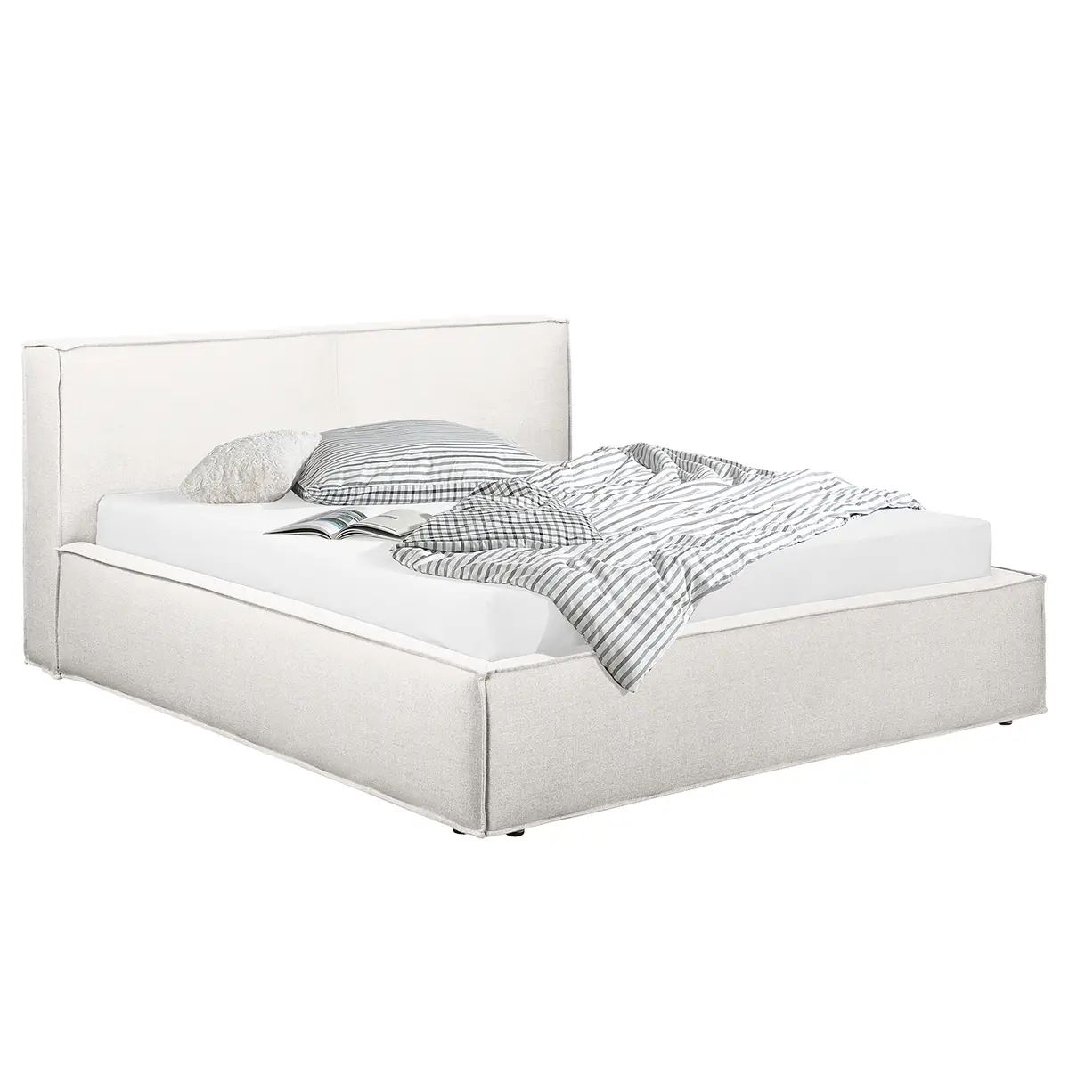 Polsterbett 200 x 200cm Flachgewebe Drems Beige/Weiß H3 / H4 1
