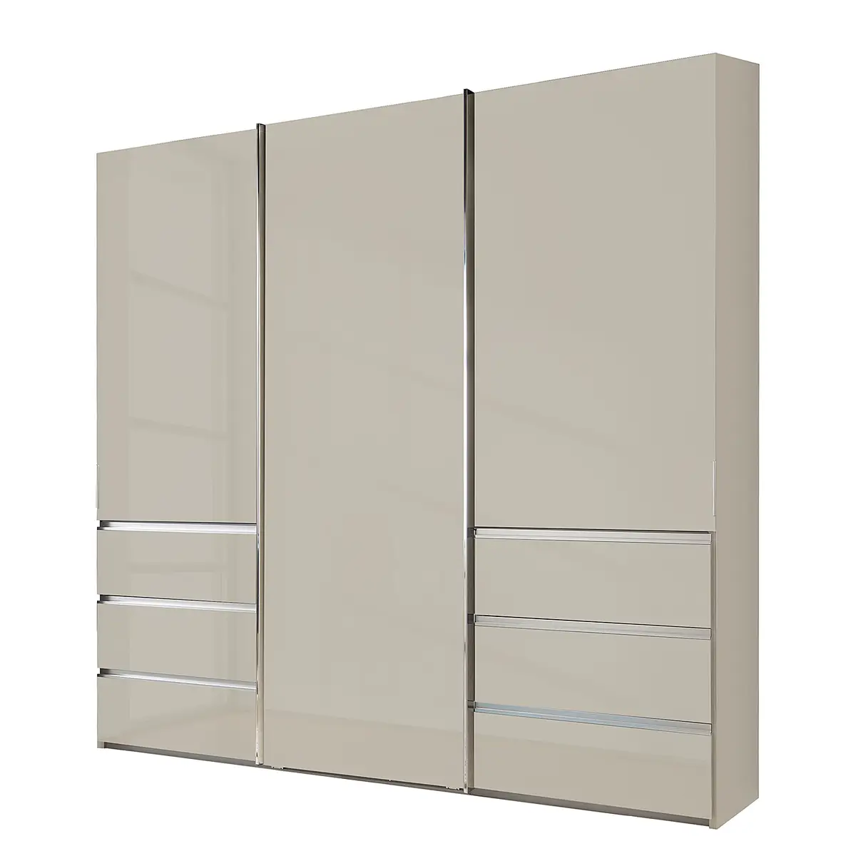 Schwebetürenschrank Glastür 246 x 236cm Grau/Beige/Champagner