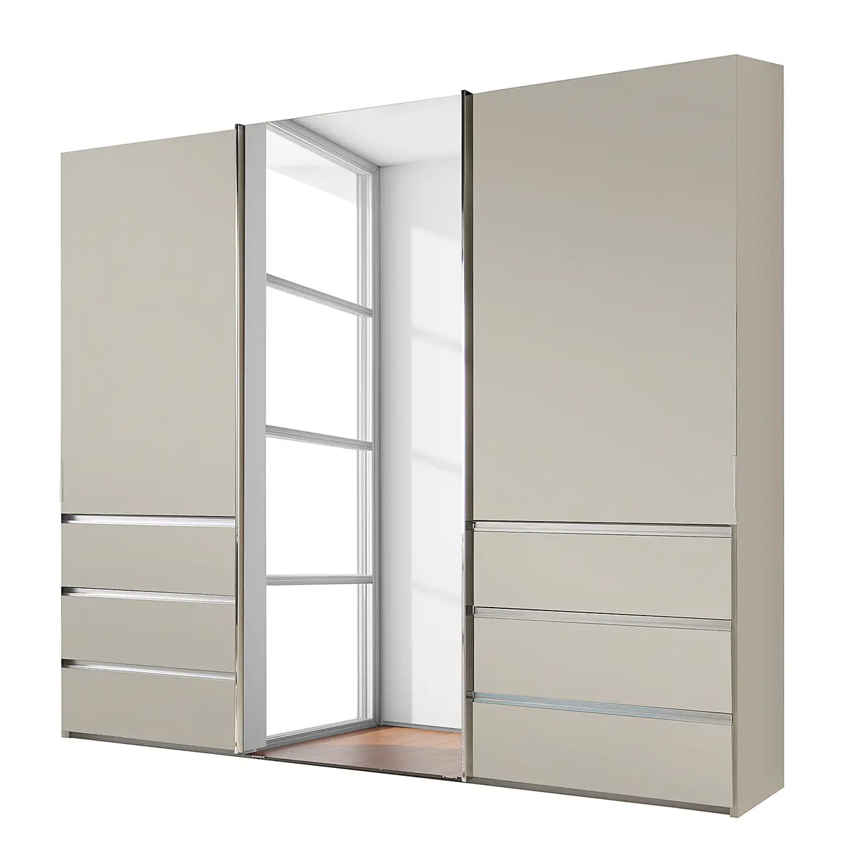 Schwebetürenschrank Spiegeltür Grau/Beige/Champagner