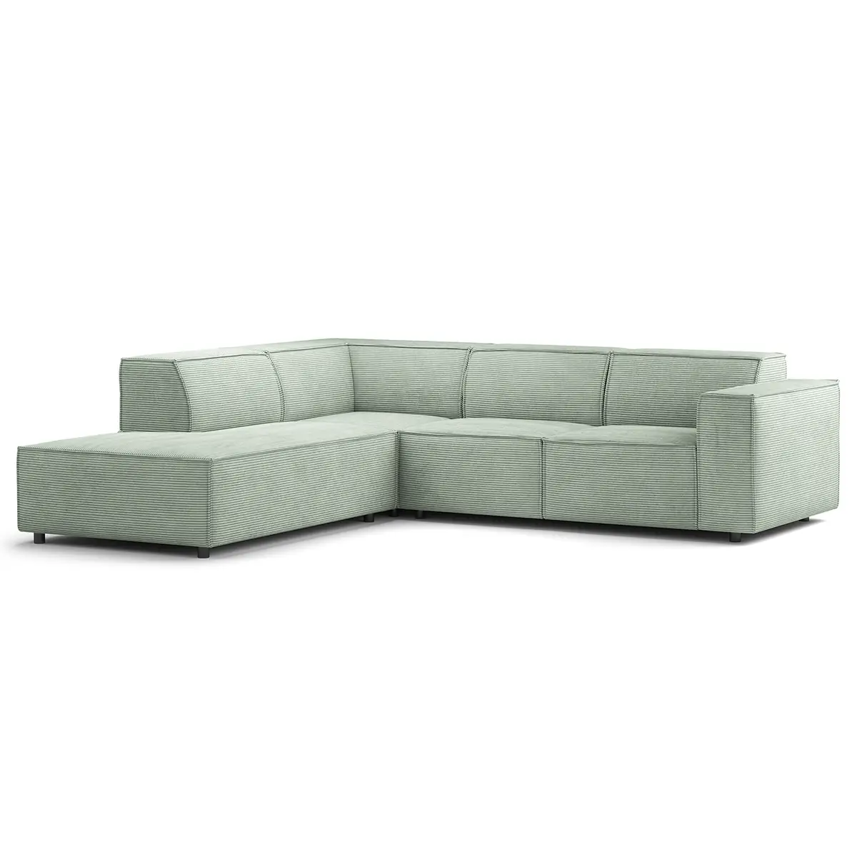 Ecksofa mit Ottomane Grün/Mint Cordstoff Scilla | Grün