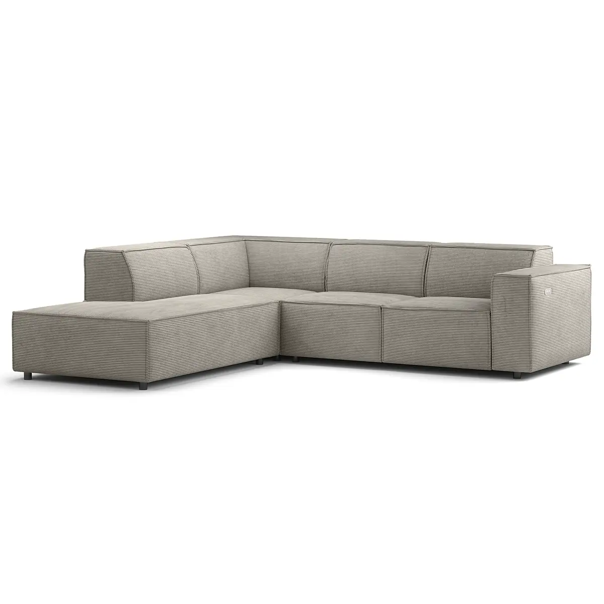 Ecksofa mit Ottomane Grau/Graubraun Cordstoff Scilla | Braun