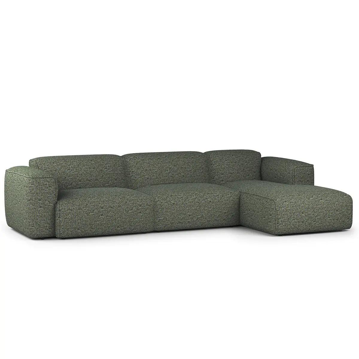 Ecksofa 3-Sitzer mit Longchair Grün Chenille Enne 317cm | Grün