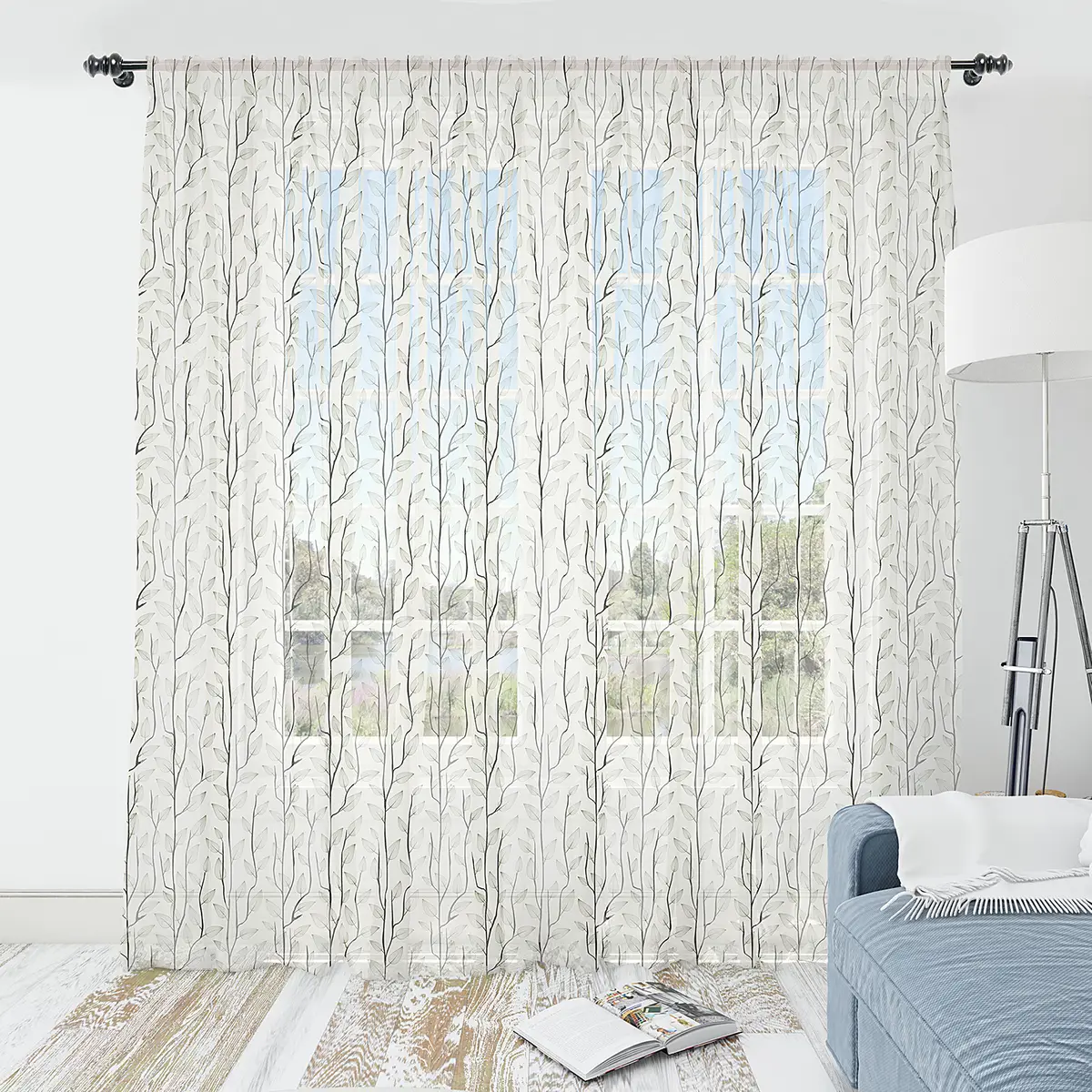 Abakuhaus Fertiggardine Blätter Typ A 2er-Set 180cm | Mehrfarbig