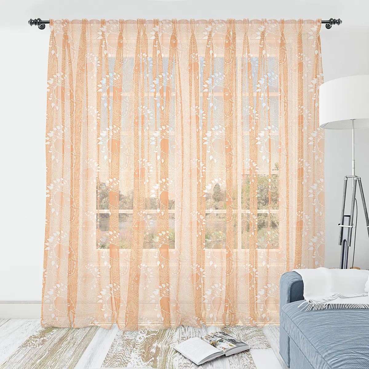 Fertiggardine Boho 2er-Set 135cm | Orange