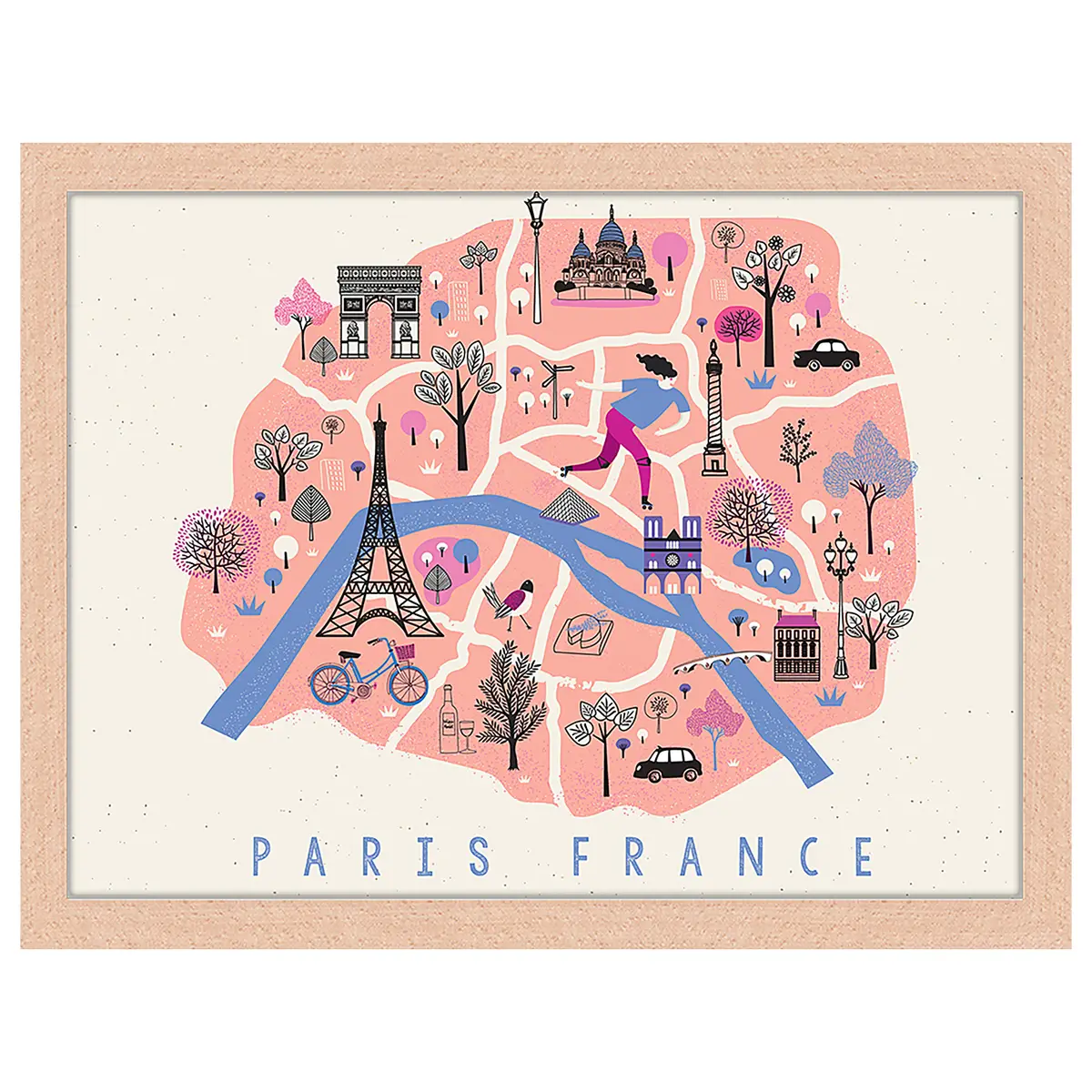 Bild Paris Cute Map 33 x 43cm Multicolor | Mehrfarbig