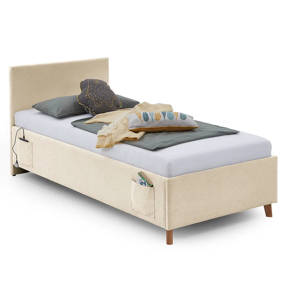 Polsterbett 90 x 200cm mit Lattenrost Beige | Beige
