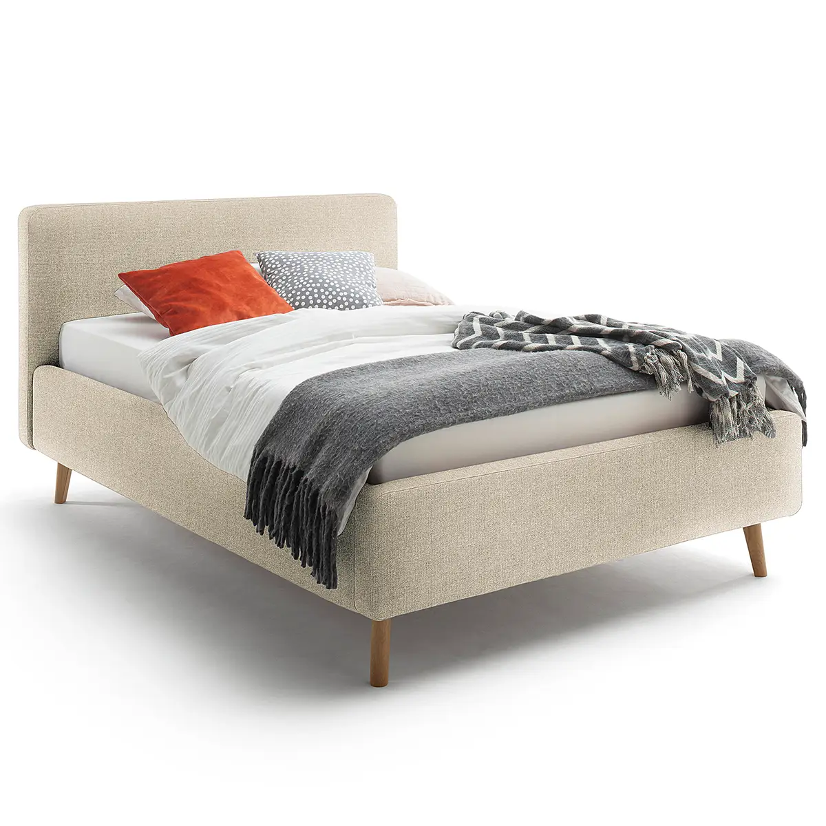 Polsterbett 140 x 200cm Webstoff Hevi Beige | Beige