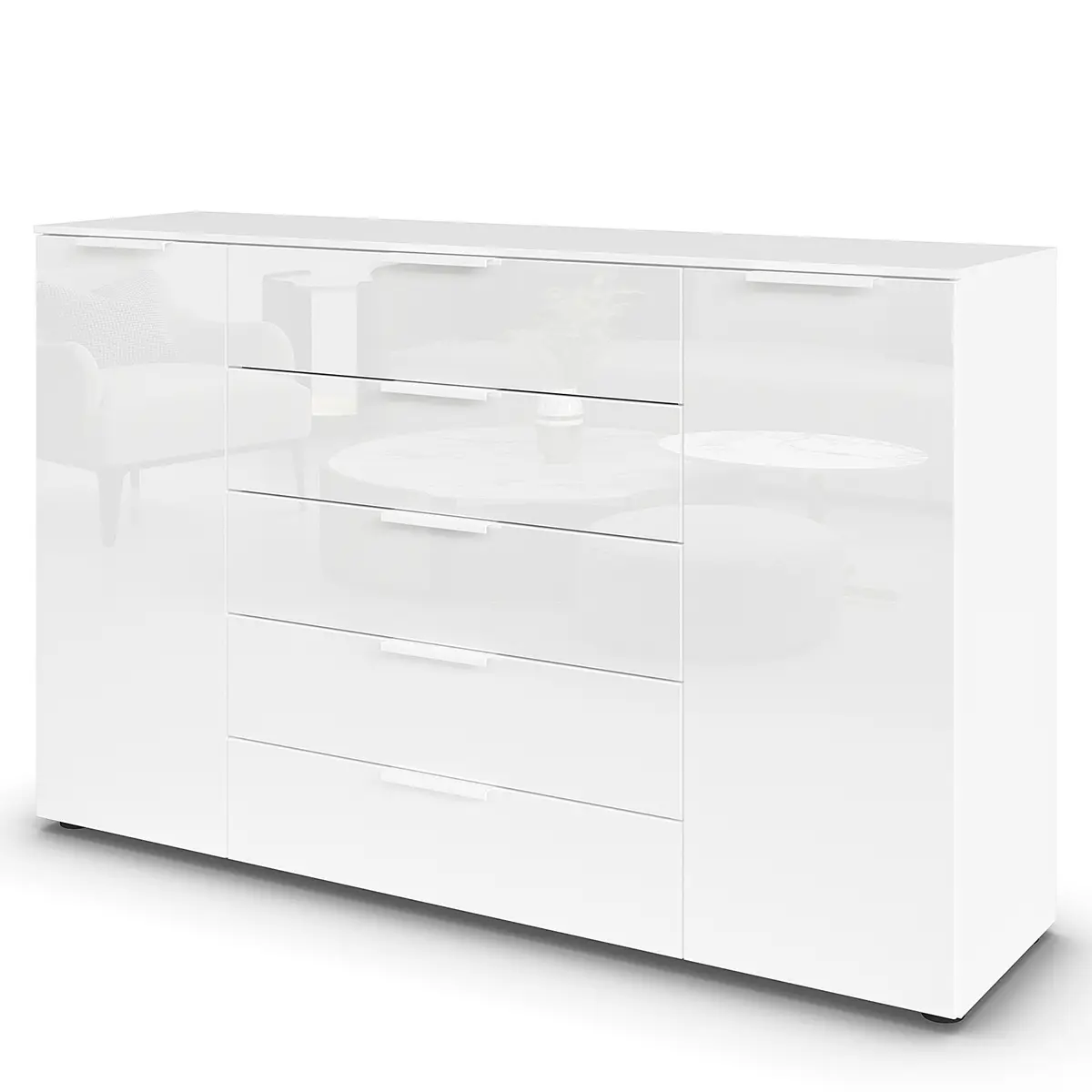 Sideboard Flipp Glas Typ A 160cm Weiß/Weiß | Weiß