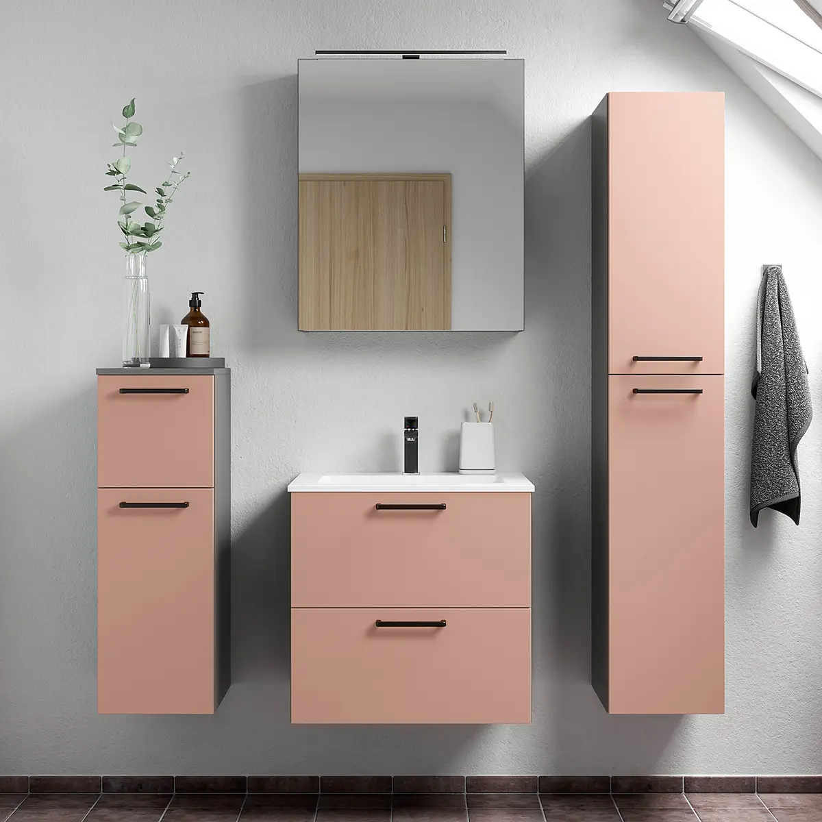 Badezimmerset MYBA XVII 4-teilig 120cm Pink/Altrosa | Rosa