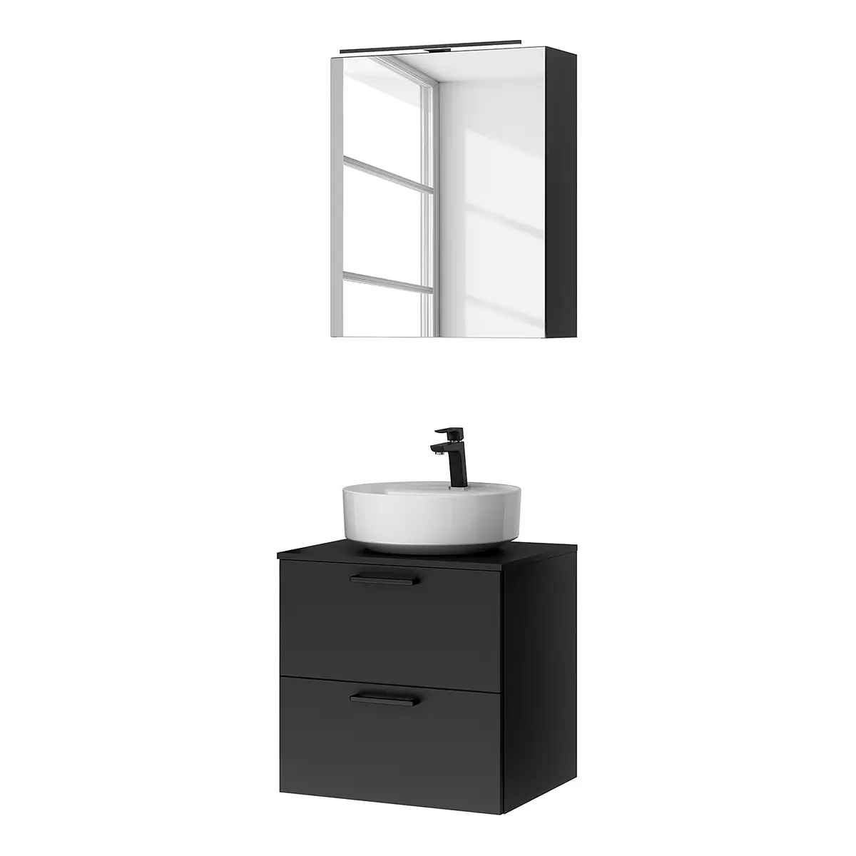 Badezimmerset MYBA LVII 2-teilig 60cm Schwarz/Matt Schwarz | Schwarz