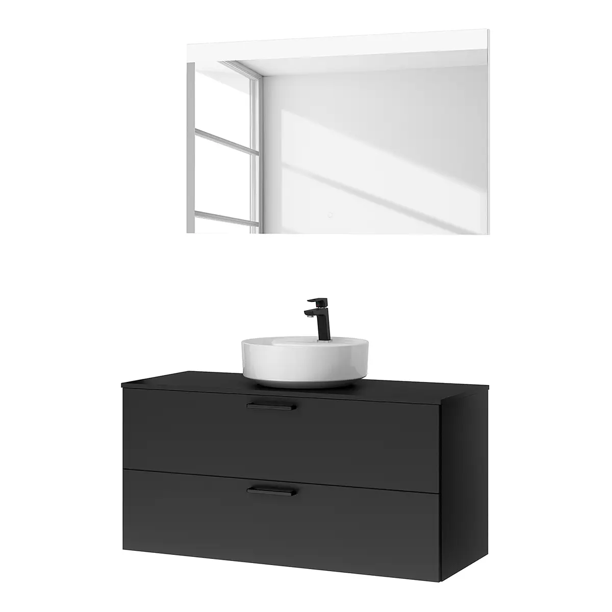 Badezimmerset MYBA LV 2-teilig 120cm Schwarz/Matt Schwarz