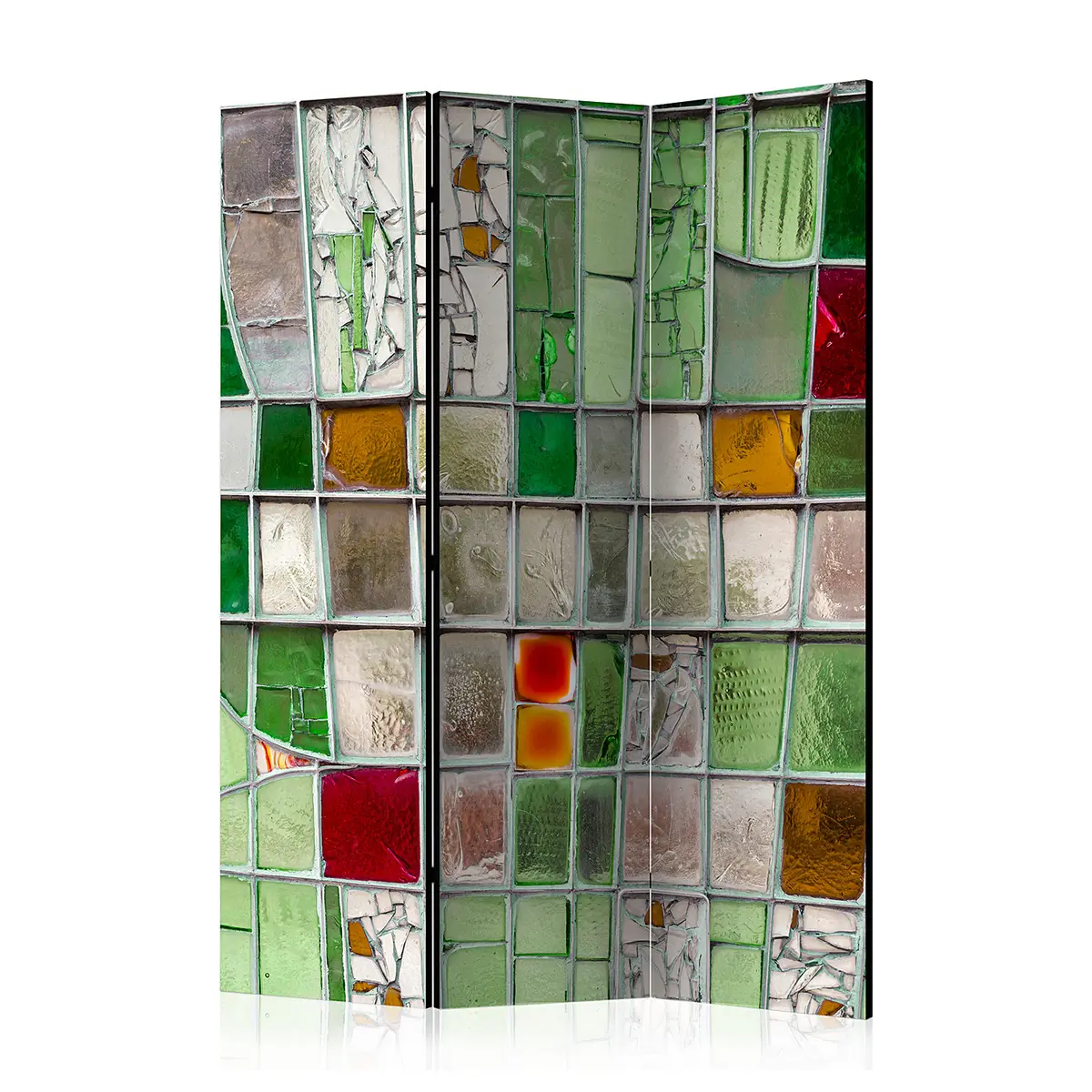 Paravent Emerald Stained Glass Akustik Vlies auf Massivholz