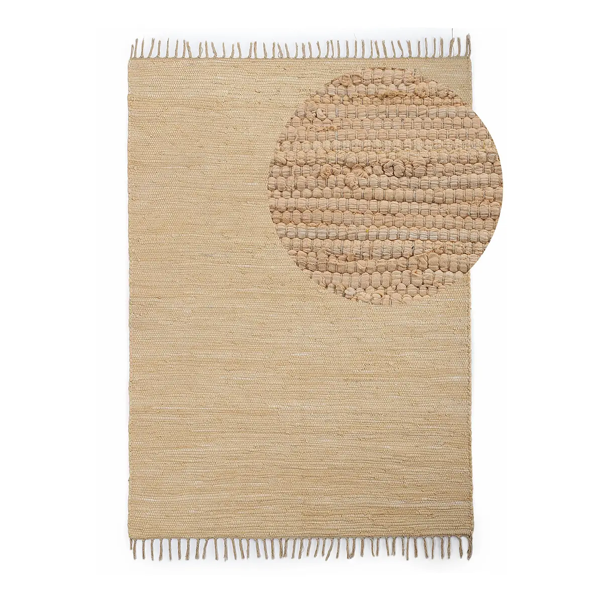 Flickenteppich Kelim Chindi Uni Beige/Beige 140 x 200cm | Beige