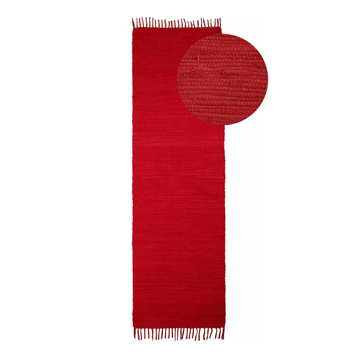 Läufer Kelim Chindi Uni 80 x 300cm Rot/Rot | Rot