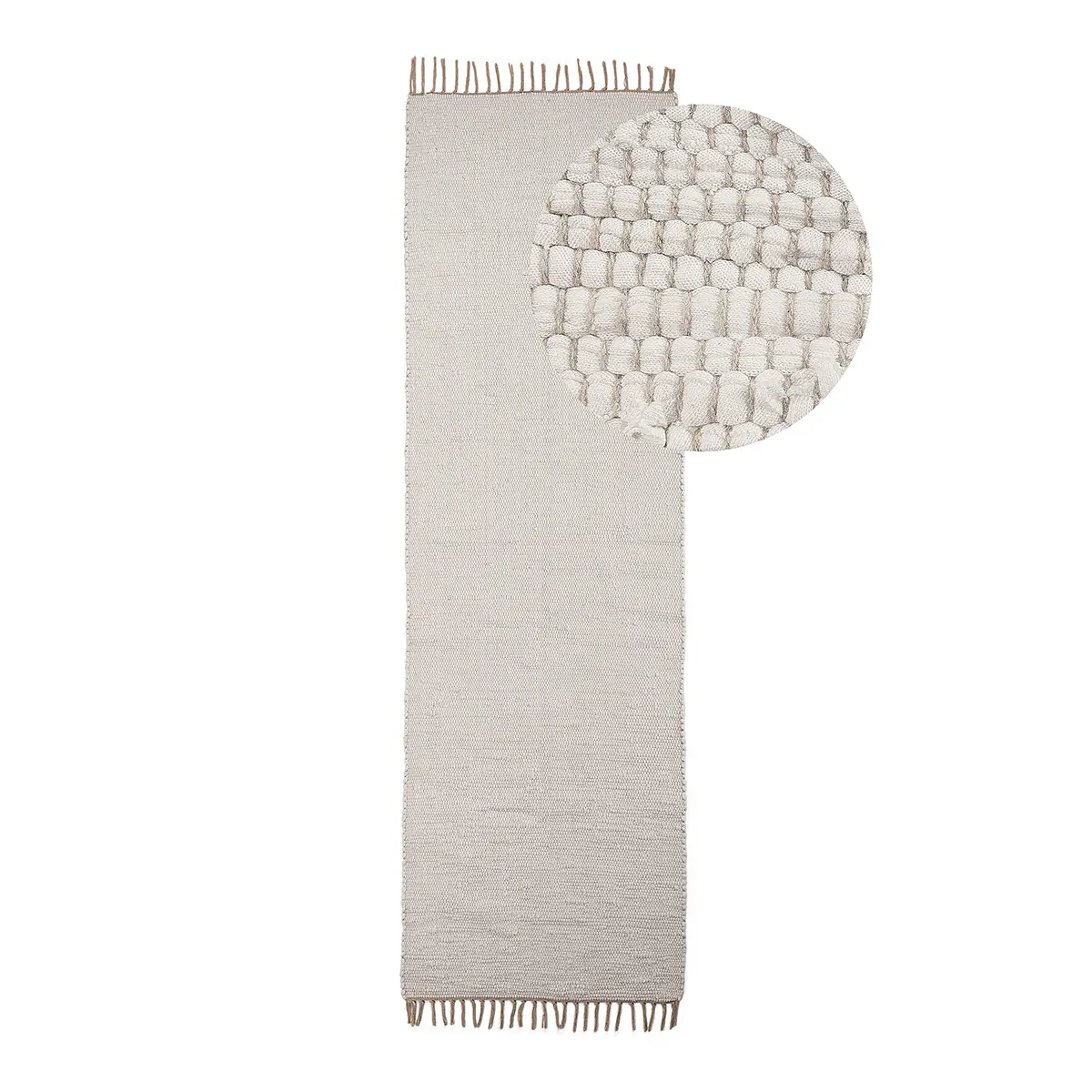 Läufer Kelim Chindi Uni 70 x 200cm Weiß/Weiß | Weiß