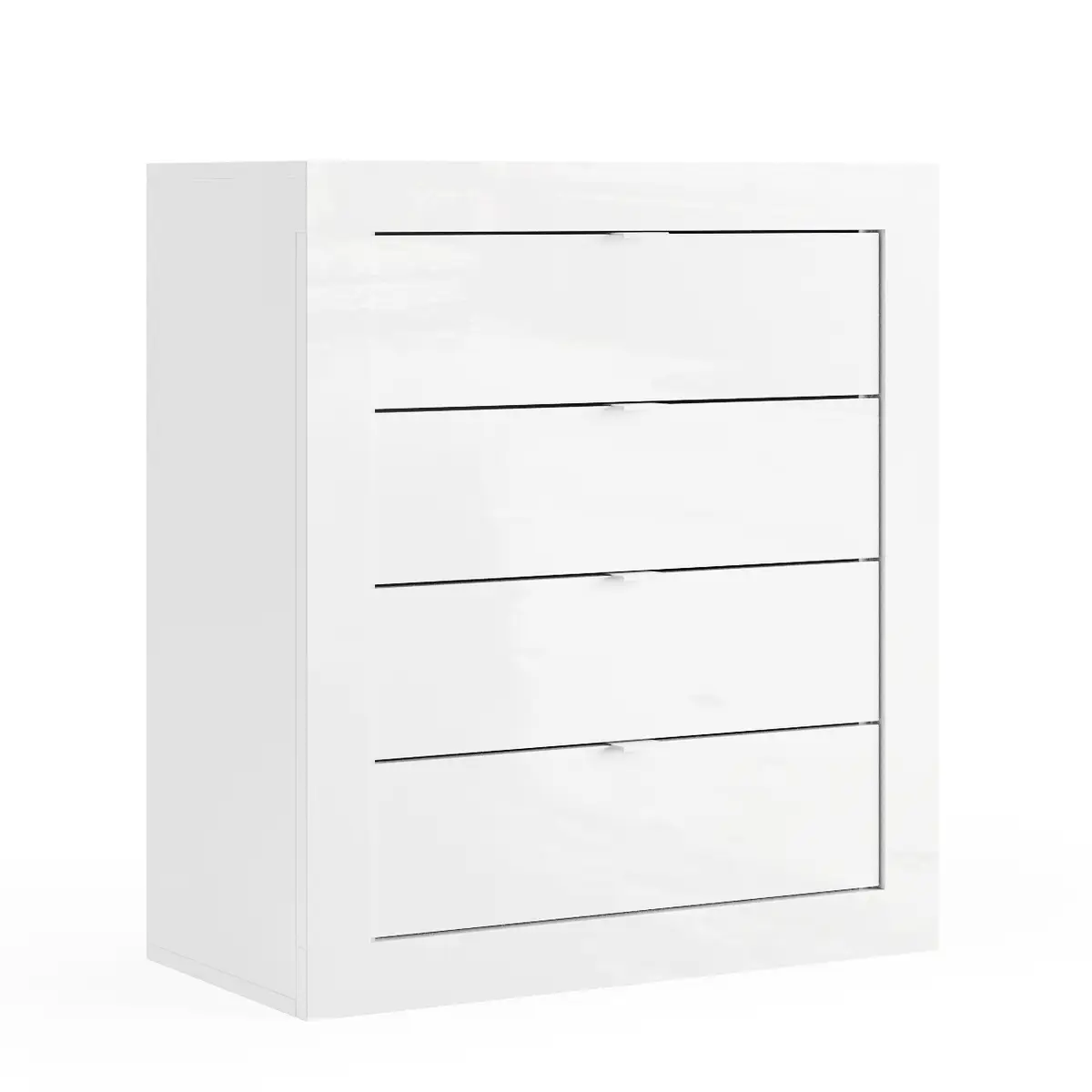 Unterschrank Basic mit Schubladen 70cm Weiß/Hochglanz Weiß
