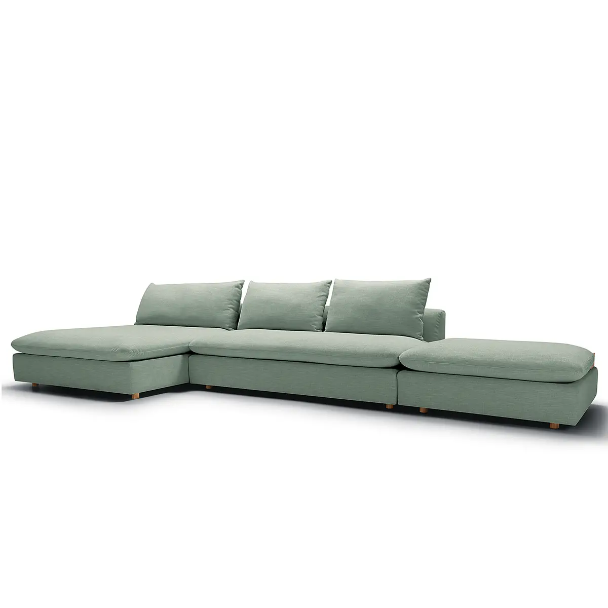 Ecksofa - Recamiere Türkis Flachgewebe Noara | Türkis