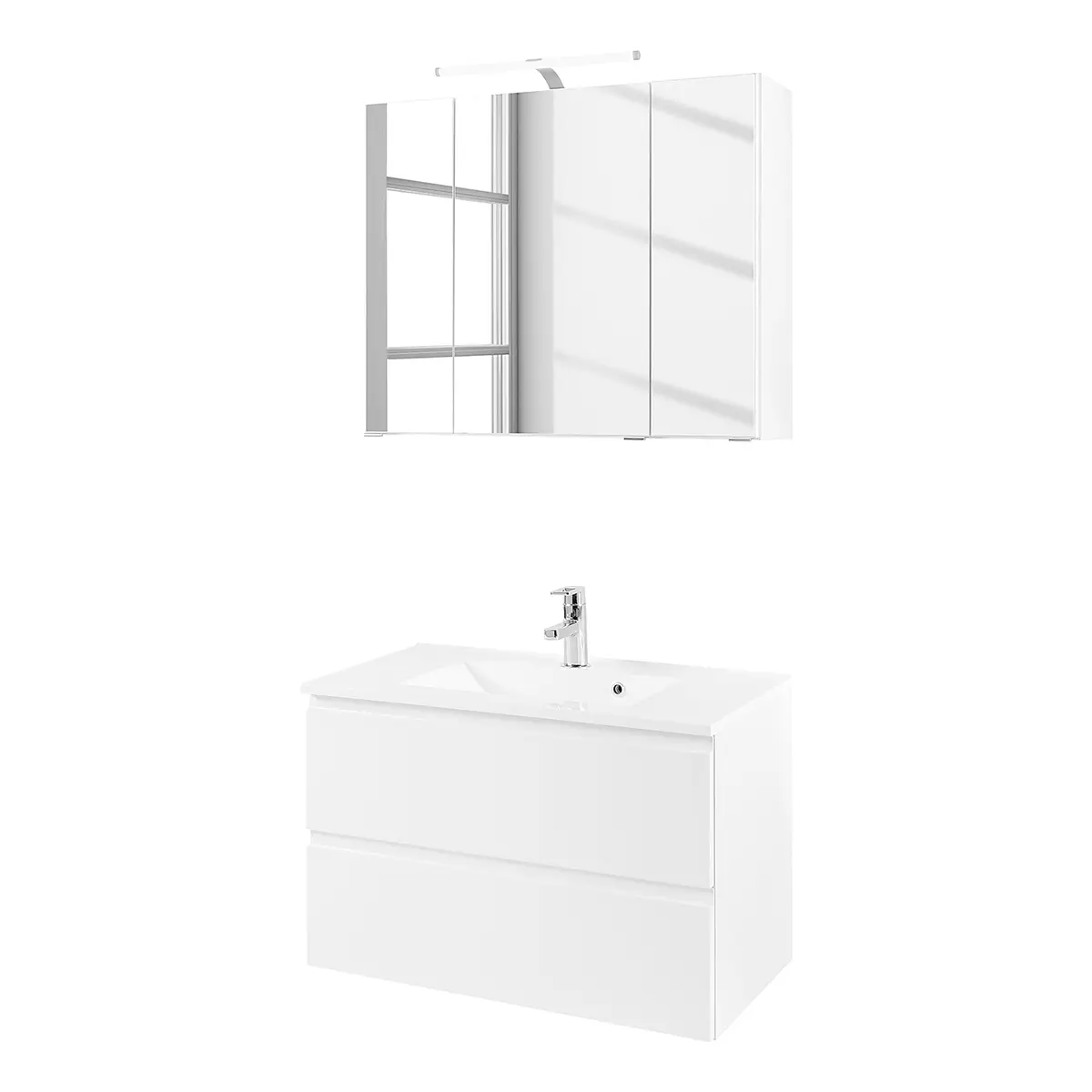 Badezimmerset 2-teilig 80cm Weiß | Weiß
