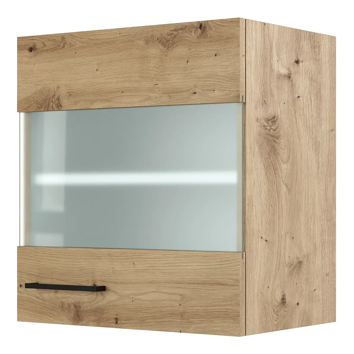 loftscape Hängeschrank Glas horizontal 50cm Grün/Eiche Artisan Dekor