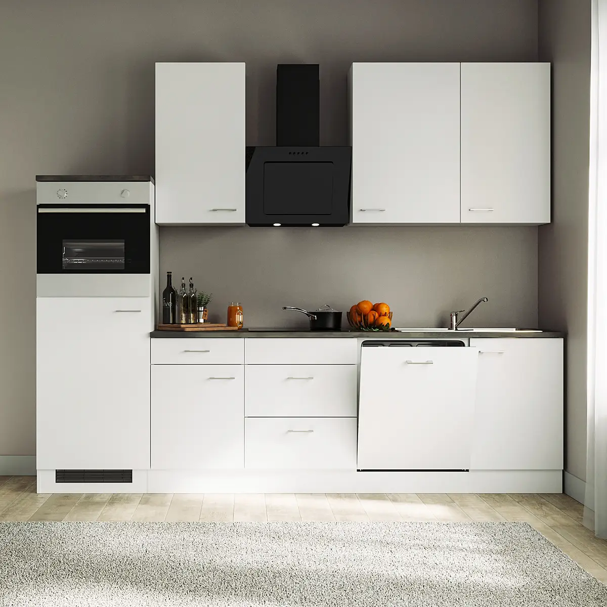 loftscape Autarke Küchenzeile 280 cm | Weiß