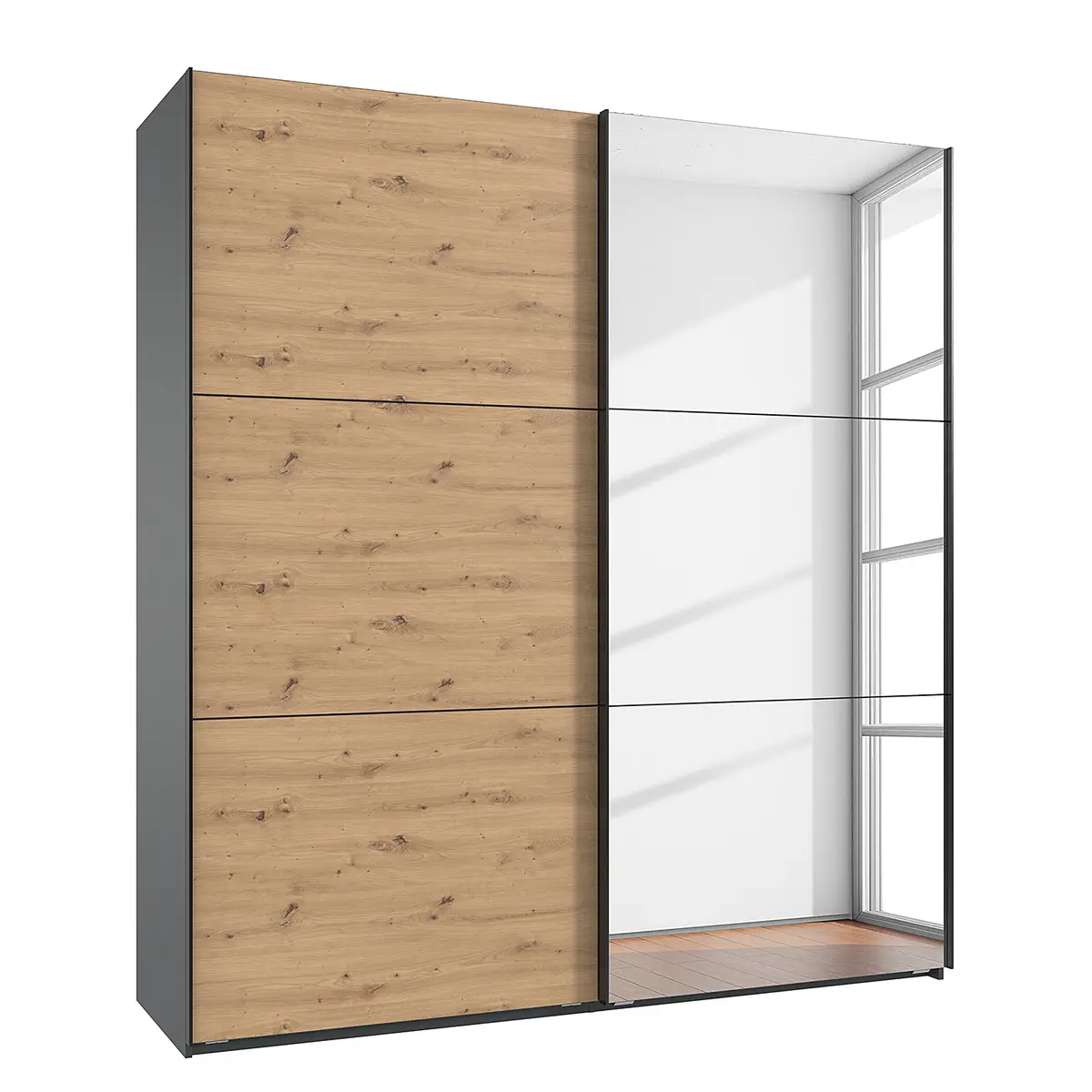 Schwebetürenschrank Level36 216 cm Typ B 200cm | Holztöne
