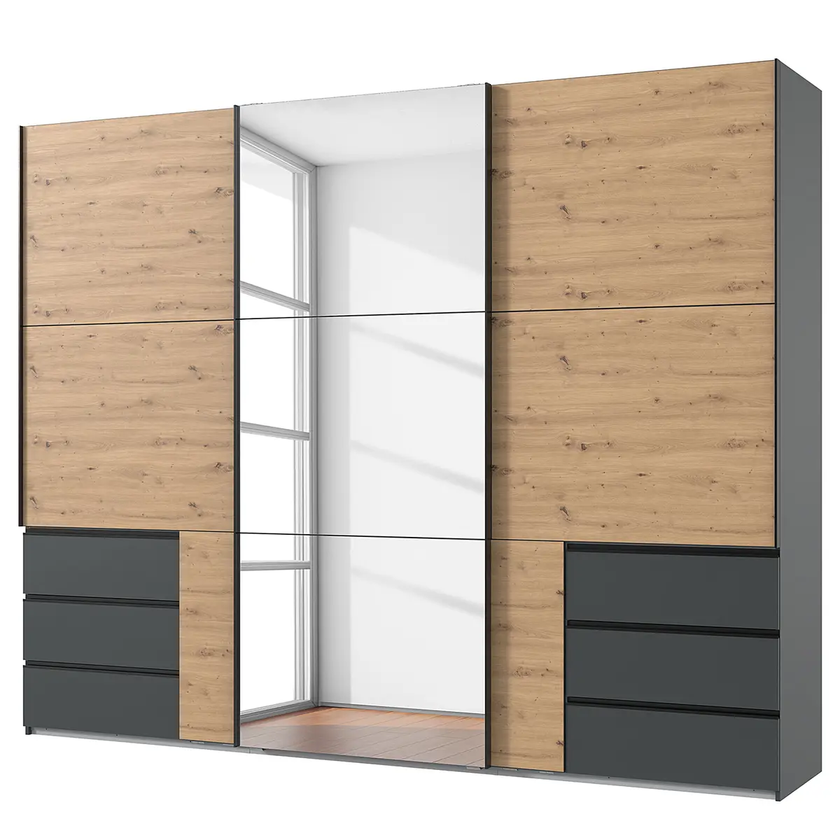 Schwebetürenschrank Level36 236 cm Typ A 300cm | Holztöne