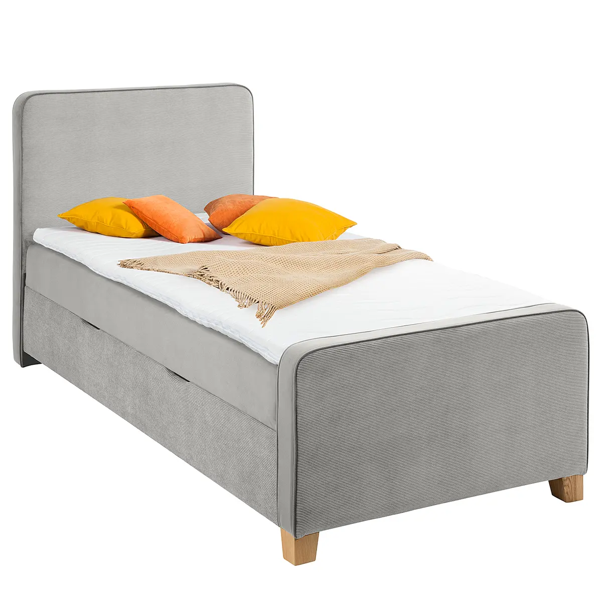 Loftscape Boxbett Paluki 90 x 200cm Cordstoff Onika Eiche | Grau