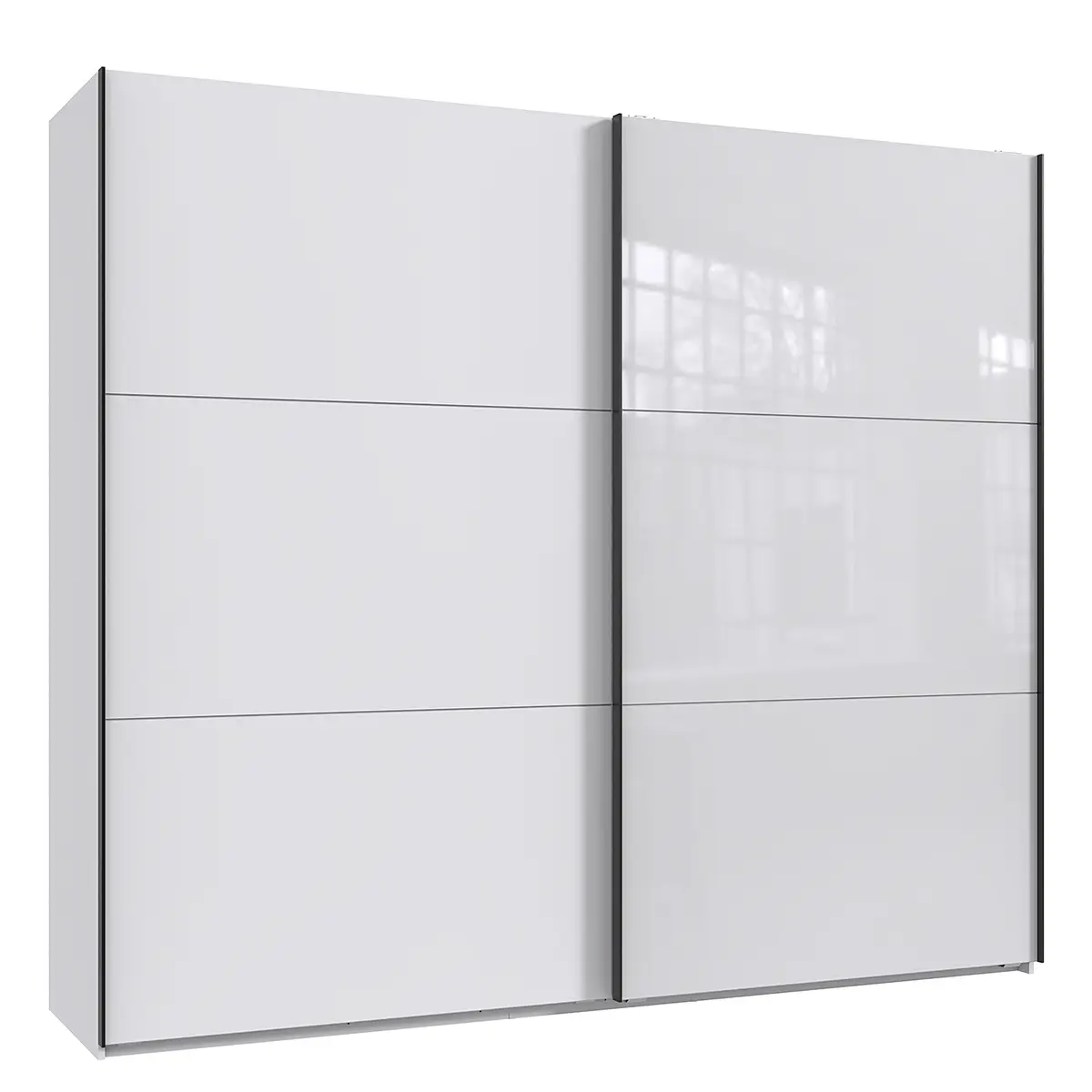 Wimex Schwebetürenschrank Level36 216 cm Typ B 250cm Weiß/Glas Weiß