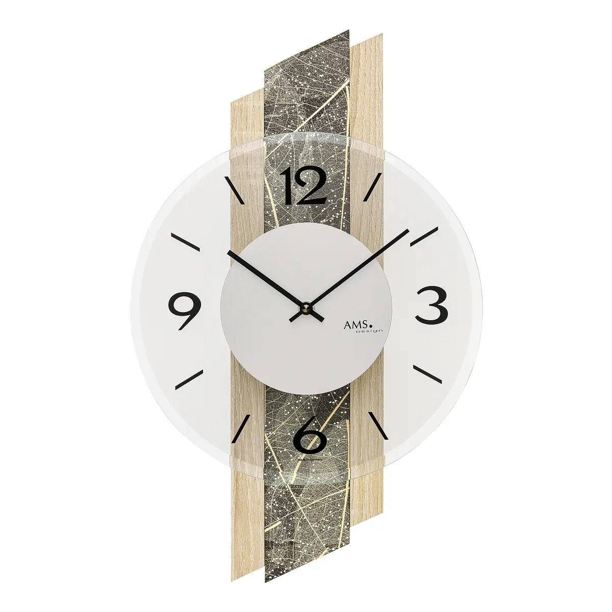 Wanduhr Magro Baumblatt mit Swarovskikristallen | Mehrfarbig