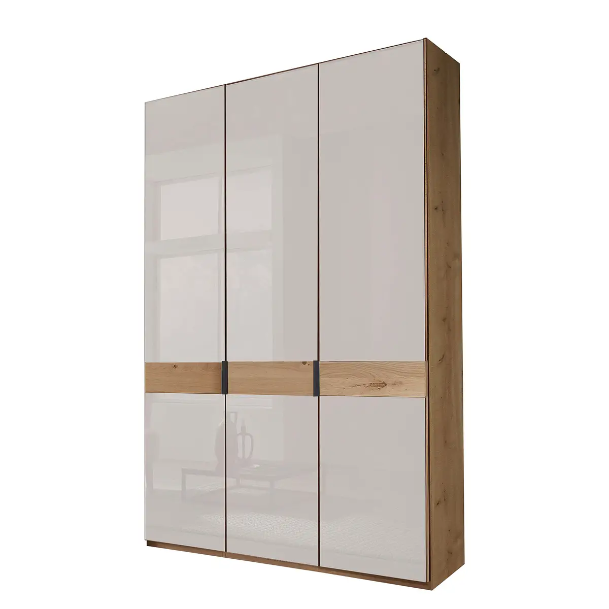 Drehtürenschrank - Glastür B 148 x 236cm Braun/Weiß/Weiß