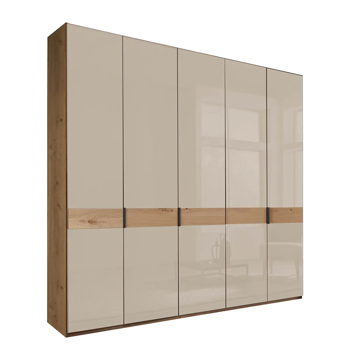 Drehtürenschrank - Glastür B 246 x 236cm Braun/Beige/Champagner