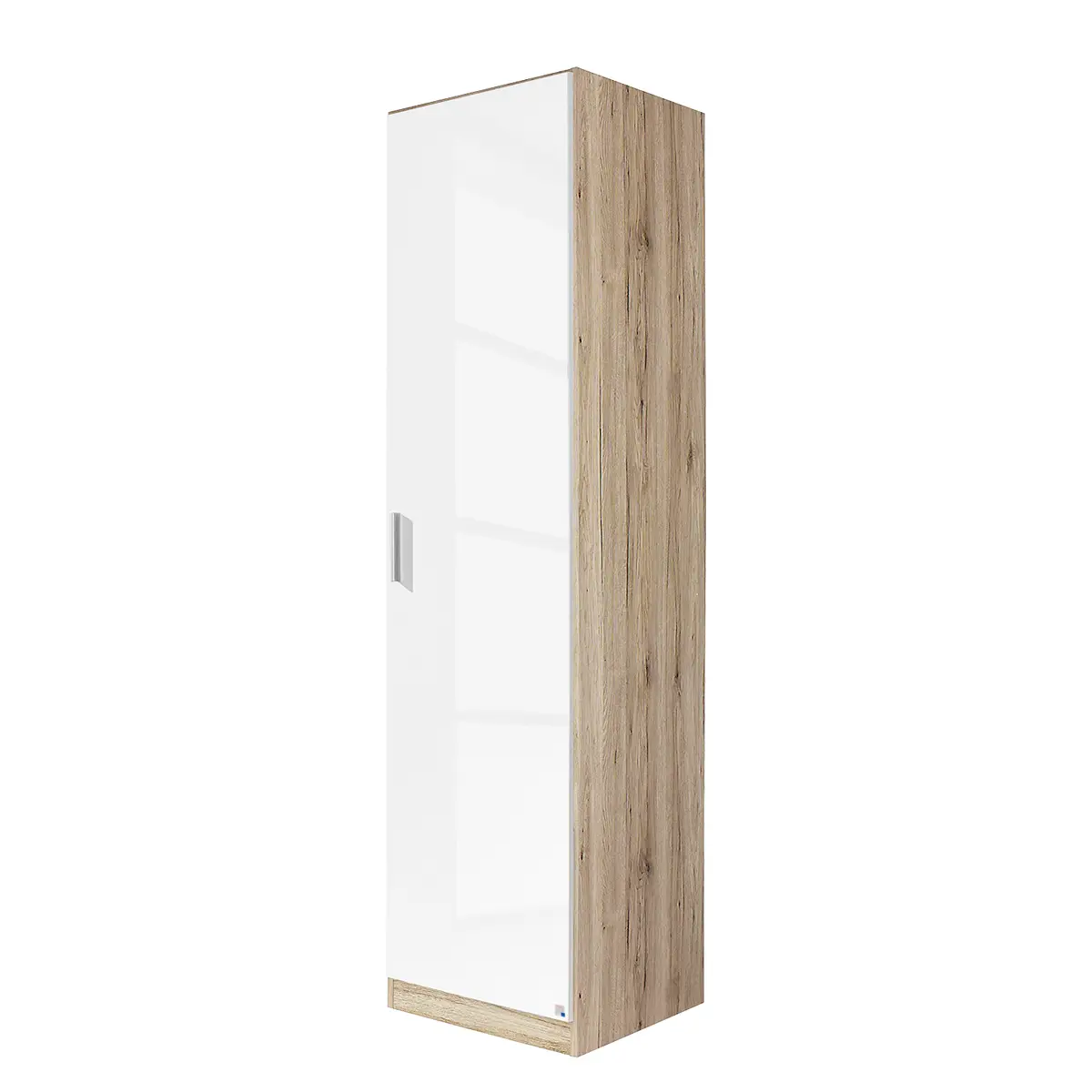Drehtürenschrank 47cm Weiß/Beige/Eiche Sonoma Dekor/Hochglanz