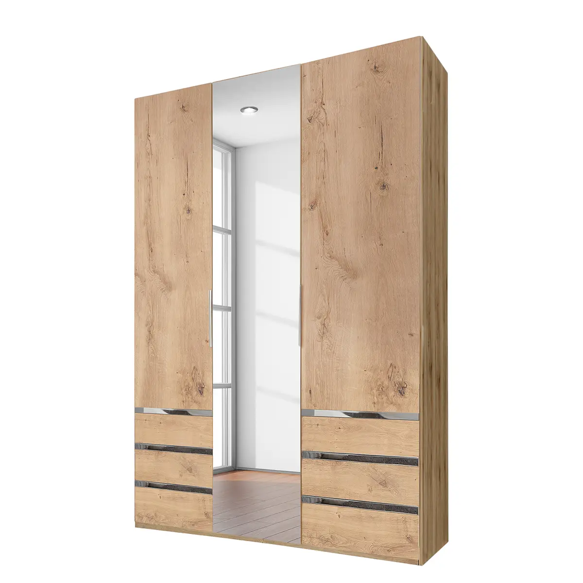 Drehtürenschrank Level 36A 150 x 236cm Beige/Plankeneiche