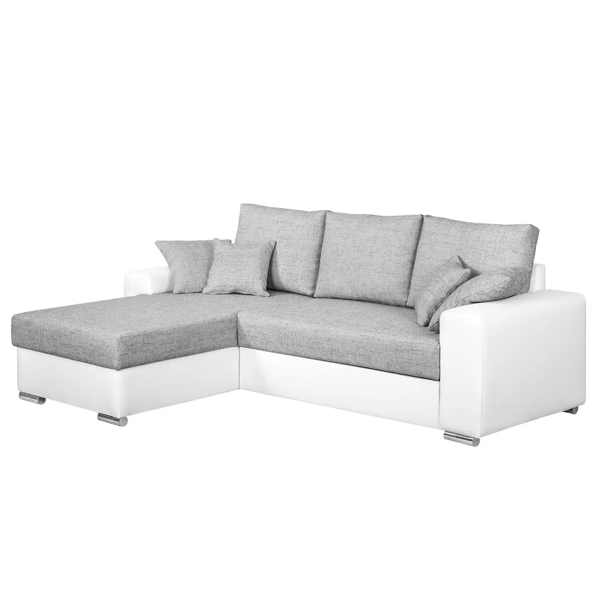 Ecksofa Grau/Weiß/Weiß/Hellgrau Strukturstoff | Grau